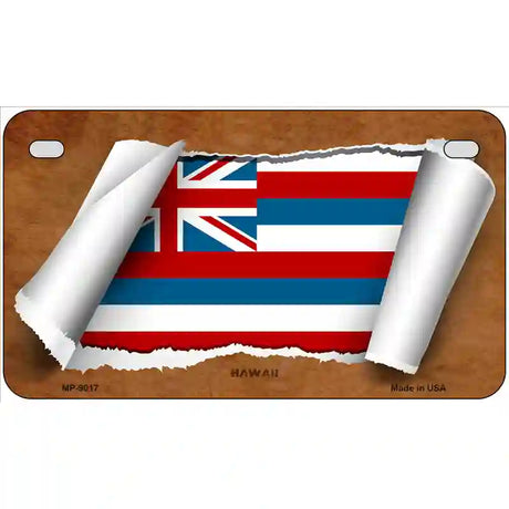 Hawaii Flag Scroll Metal Novelty License Plate 7" x 4" (MP)