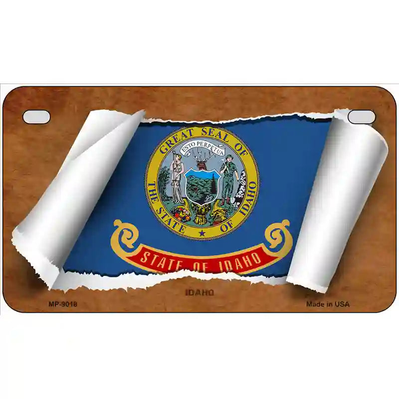 Idaho Flag Scroll Metal Novelty License Plate 7" x 4" (MP)