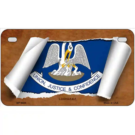 Louisiana Flag Scroll Metal Novelty License Plate 7" x 4" (MP)