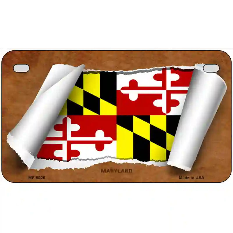 Maryland Flag Scroll Metal Novelty License Plate 7" x 4" (MP)