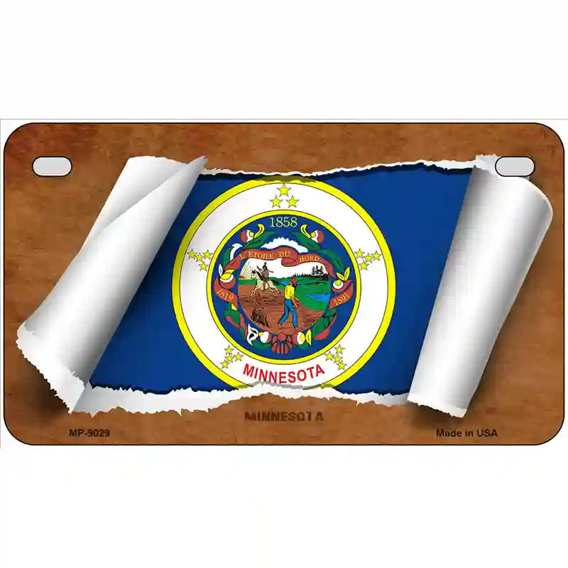 Minnesota Flag Scroll Metal Novelty License Plate 7" x 4" (MP)