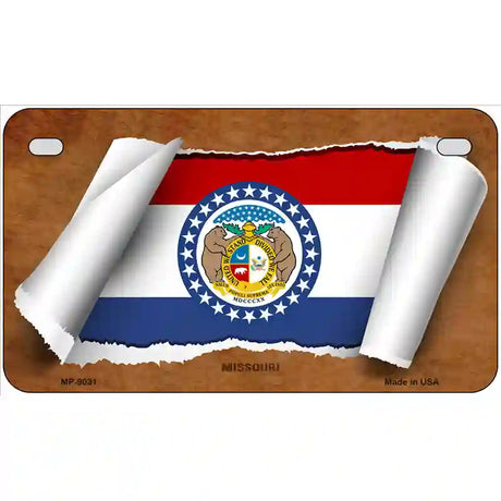 Missouri Flag Scroll Metal Novelty License Plate 7" x 4" (MP)