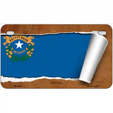 Nevada Flag Scroll Metal Novelty License Plate 7" x 4" (MP)