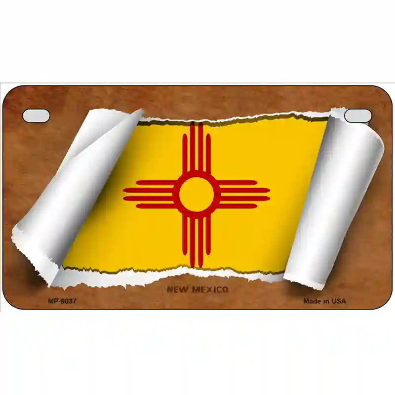 New Mexico Flag Scroll Metal Novelty License Plate 7" x 4" (MP)