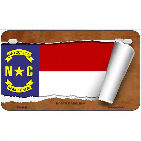 North Carolina Flag Scroll Metal Novelty License Plate 7" x 4" (MP)