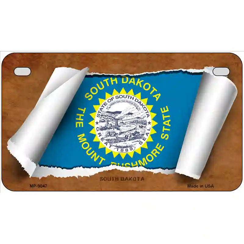 South Dakota Flag Scroll Metal Novelty License Plate 7" x 4" (MP)