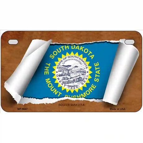 South Dakota Flag Scroll Metal Novelty License Plate 7" x 4" (MP)