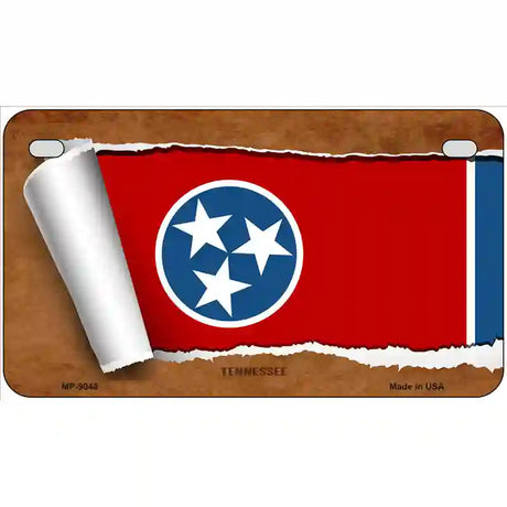 Tennessee Flag Scroll Metal Novelty License Plate 7" x 4" (MP)