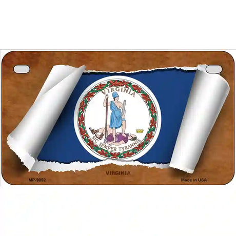 Virginia Flag Scroll Metal Novelty License Plate 7" x 4" (MP)