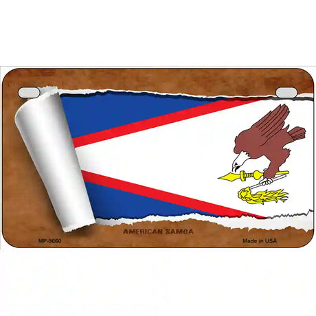 American Samoa Flag Scroll Metal Novelty License Plate 7" x 4" (MP)