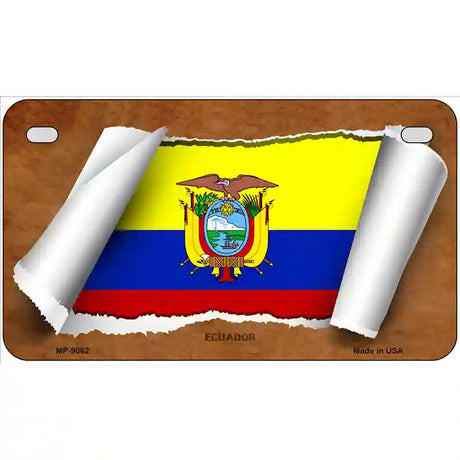 Ecuador Flag Scroll Metal Novelty License Plate 7" x 4" (MP)