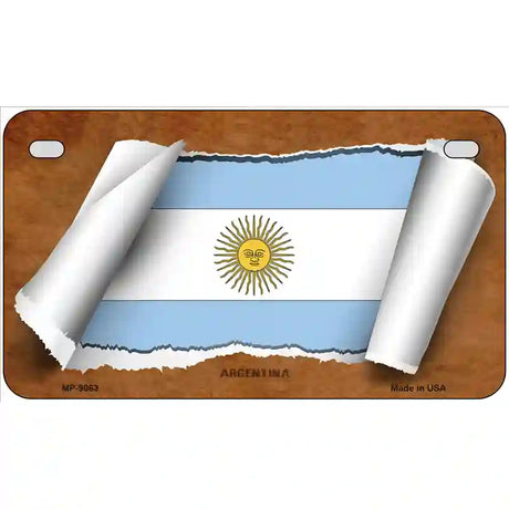 Argentina Flag Scroll Metal Novelty License Plate 7" x 4" (MP)