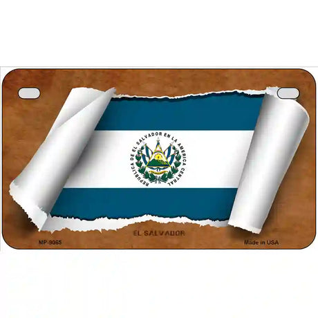 El Salvador Flag Scroll Metal Novelty License Plate 7" x 4" (MP)