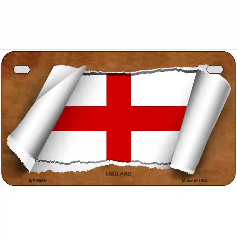 England Flag Scroll Metal Novelty License Plate 7" x 4" (MP)