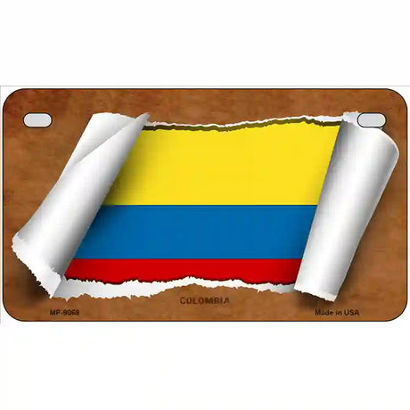 Colombia Flag Scroll Metal Novelty License Plate 7" x 4" (MP)