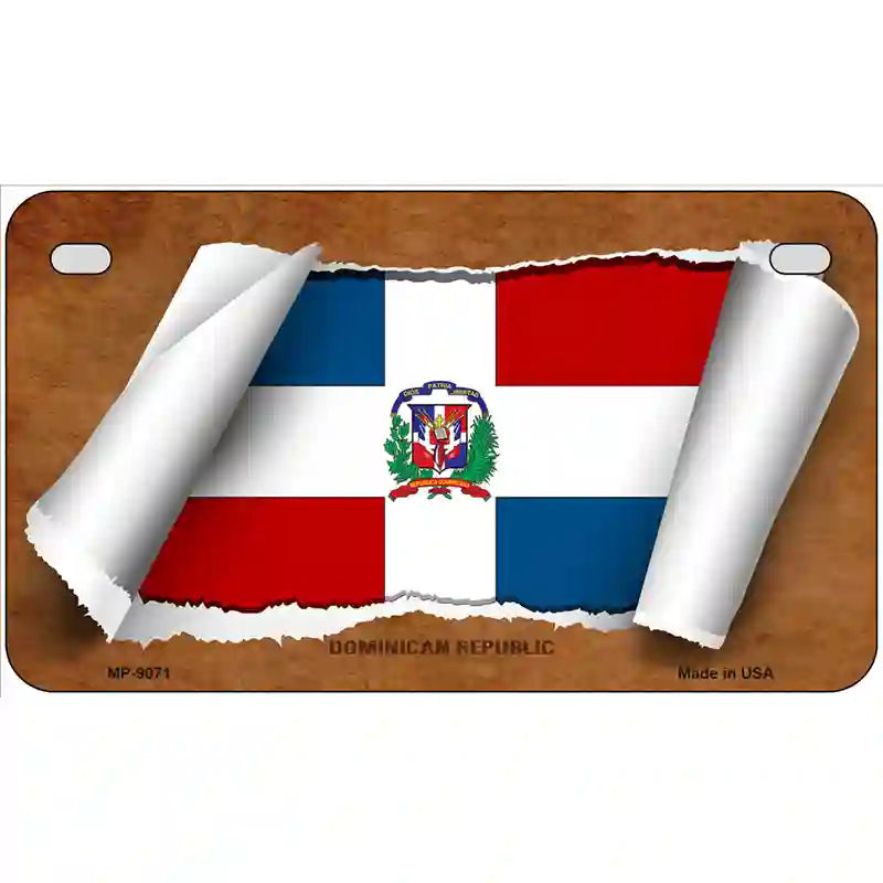 Dominican Republic Flag Scroll Metal Novelty License Plate