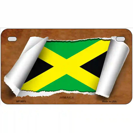 Jamaica Flag Scroll Metal Novelty License Plate 7" x 4" (MP)