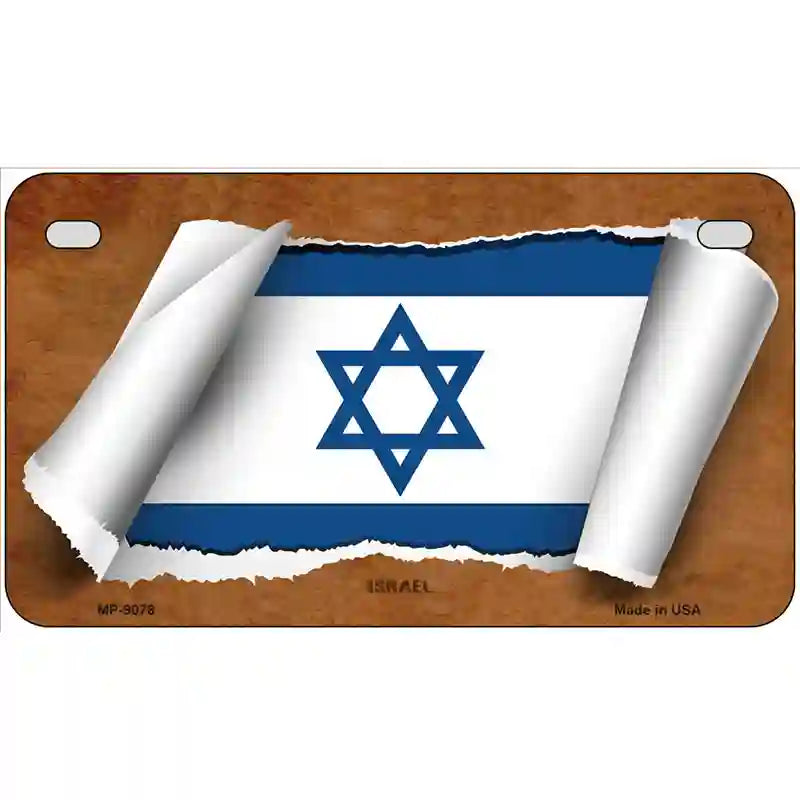 Israel Flag Scroll Metal Novelty License Plate 7" x 4" (MP)