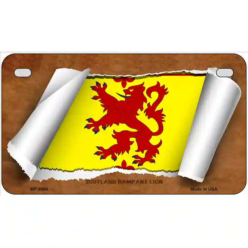 Scotland Rampant Lion Flag Scroll Metal Novelty License Plate 7" x 4" (MP)