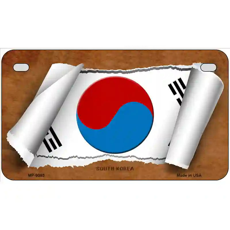 South Korea Flag Scroll Metal Novelty License Plate 7" x 4" (MP)