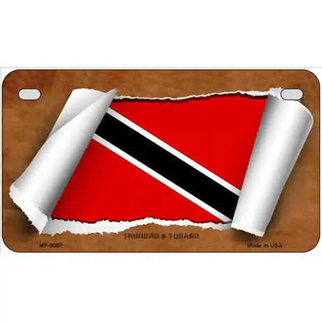 Trinidad & Tobago Flag Scroll Metal Novelty License Plate 7" x 4" (MP)