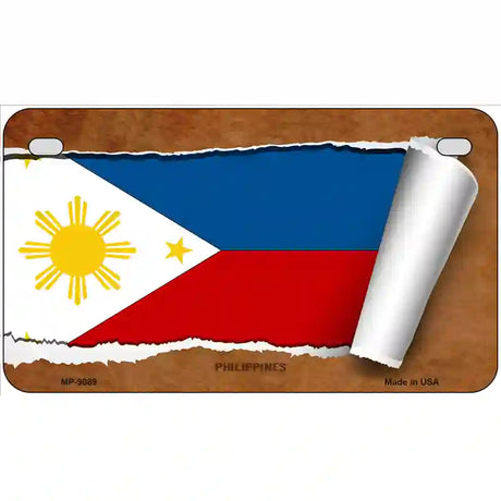 Philippines Flag Scroll Metal Novelty License Plate 7" x 4" (MP)