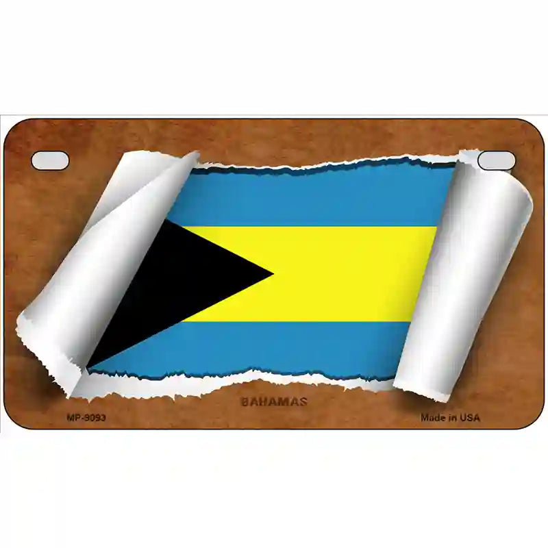 Bahamas Flag Scroll Metal Novelty License Plate 7" x 4" (MP)