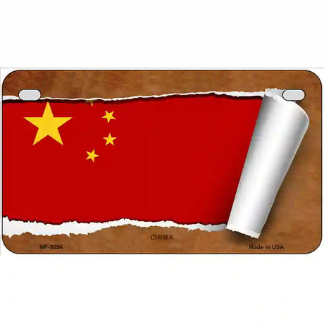 China Flag Scroll Metal Novelty License Plate 7" x 4" (MP)