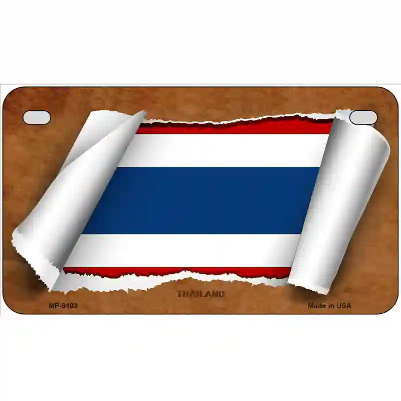 Thailand Flag Scroll Metal Novelty License Plate 7" x 4" (MP)