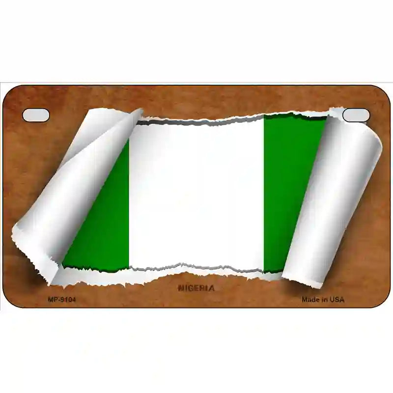 Nigeria Flag Scroll Metal Novelty License Plate 7" x 4" (MP)