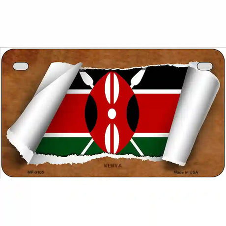 Kenya Flag Scroll Metal Novelty License Plate 7" x 4" (MP)