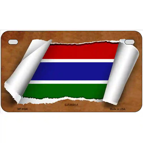 Gambia Flag Scroll Metal Novelty License Plate 7" x 4" (MP)