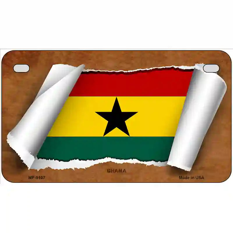 Ghana Flag Scroll Metal Novelty License Plate 7" x 4" (MP)