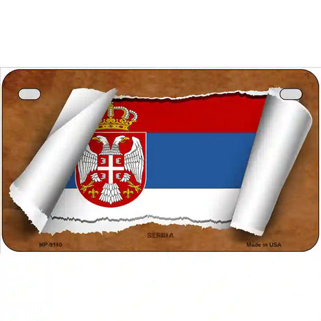 Serbia/Eagle Flag Scroll Metal Novelty License Plate 7" x 4" (MP)