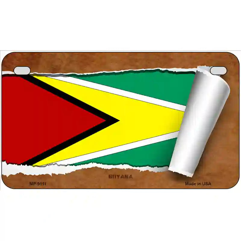 Guyana Flag Scroll Metal Novelty License Plate 7" x 4" (MP)