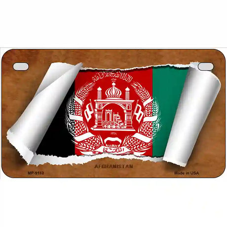 Afghanistan Flag Scroll Metal Novelty License Plate 7" x 4" (MP)