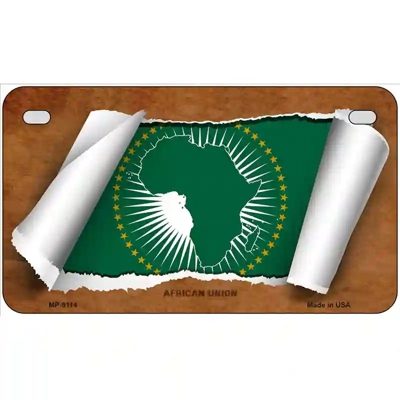 African Union Flag Scroll Metal Novelty License Plate 7" x 4" (MP)