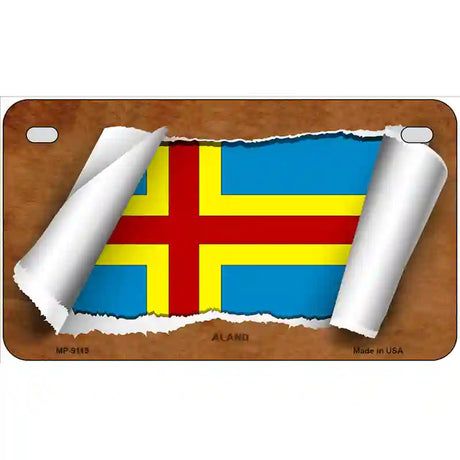 Aland Flag Scroll Metal Novelty License Plate 7" x 4" (MP)