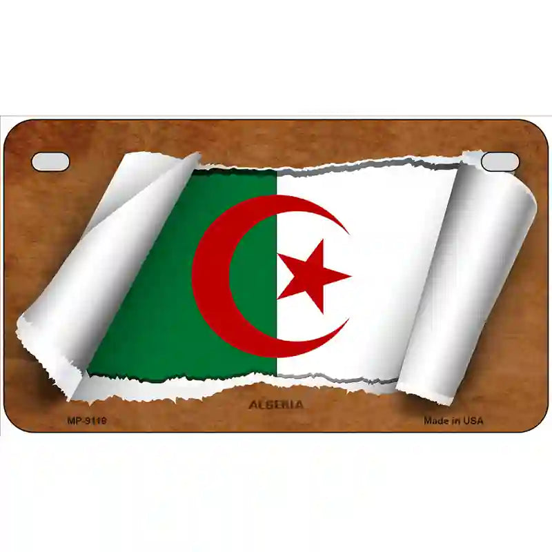 Algeria Flag Scroll Metal Novelty License Plate 7" x 4" (MP)