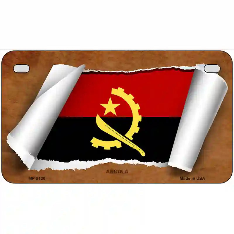 Angola Flag Scroll Metal Novelty License Plate 7" x 4" (MP)