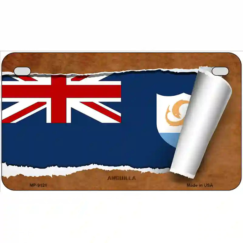 Anguilla Flag Scroll Metal Novelty License Plate 7" x 4" (MP)