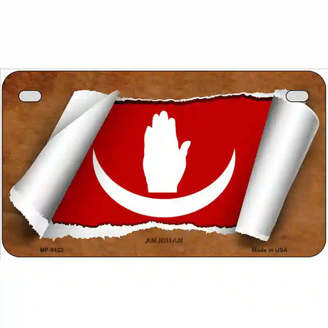 Anjouan Flag Scroll Metal Novelty License Plate 7" x 4" (MP)