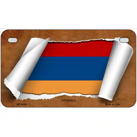 Armenia Flag Scroll Metal Novelty License Plate 7" x 4" (MP)