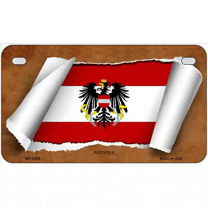 Austria Flag Scroll Metal Novelty License Plate 7" x 4" (MP)