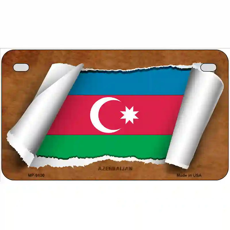 Azerbaijan Flag Scroll Metal Novelty License Plate 7" x 4" (MP)