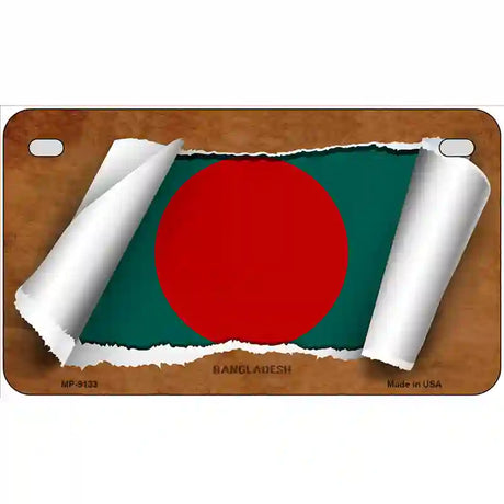 Bangladesh Flag Scroll Metal Novelty License Plate 7" x 4" (MP)