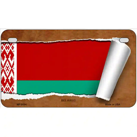 Belarus Flag Scroll Metal Novelty License Plate 7" x 4" (MP)