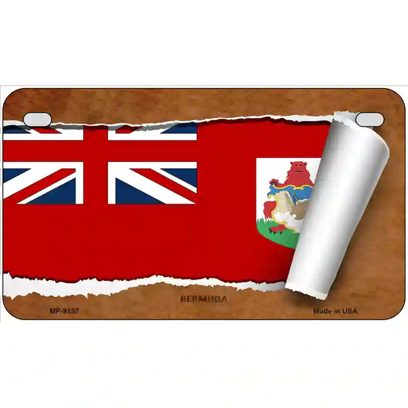 Bermuda Flag Scroll Metal Novelty License Plate 7" x 4" (MP)