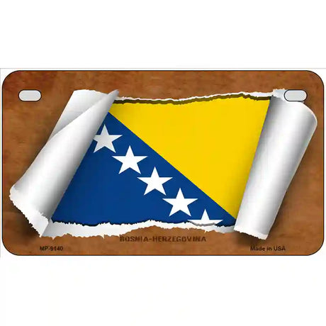 Bosnia-Herzegovina Flag Scroll Metal Novelty License Plate 7" x 4" (MP)