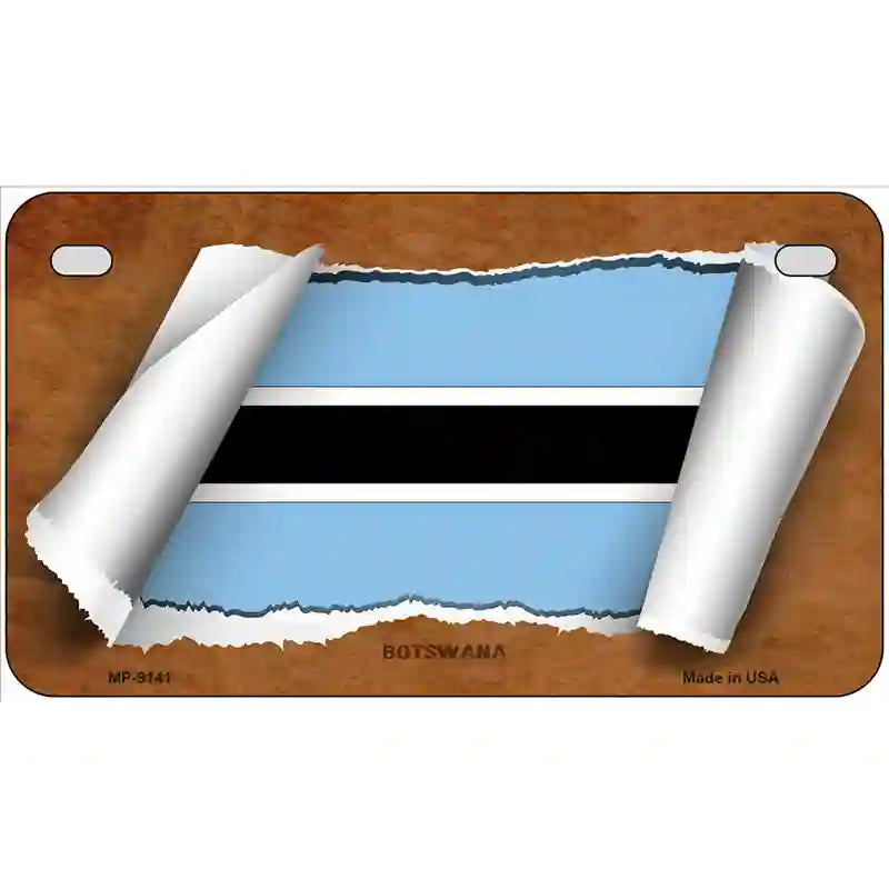 Botswana Flag Scroll Metal Novelty License Plate 7" x 4" (MP)